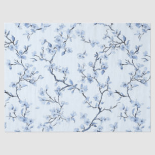 Papier Mousseline Motif de toile florale vintage bleu (9)
