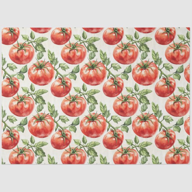 Papier Mousseline Motif de tomate aquarelle (Recto)