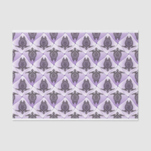 Papier Mousseline Motif de tortues de mer chamanique - violet