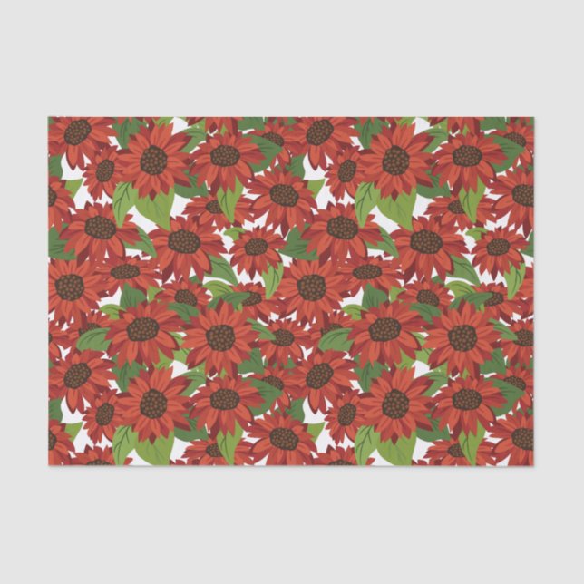 Papier Mousseline Motif de tournesol rouge (Recto)