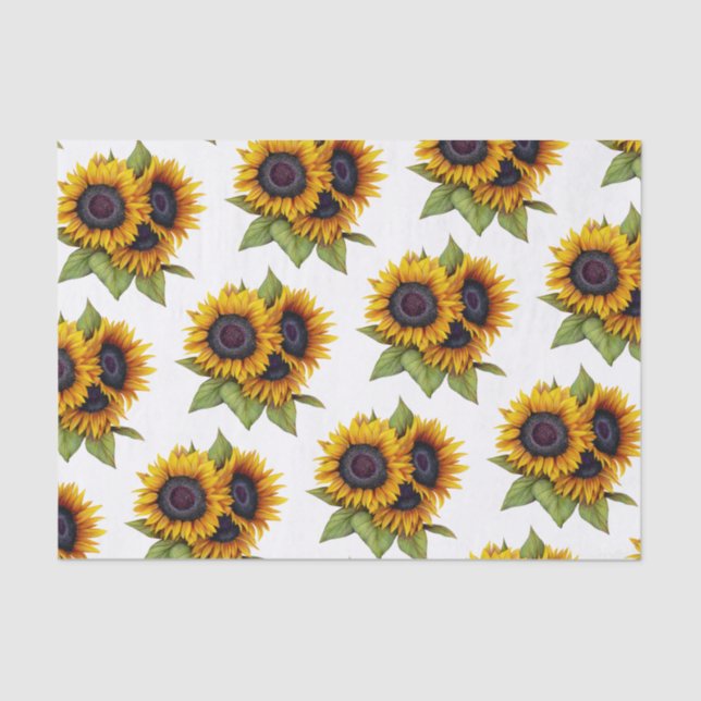 Papier Mousseline Motif de tournesols (Recto)