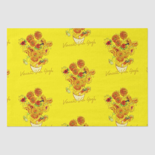 Papier Mousseline Motif de tournesols par Vincent van Gogh (Recto)