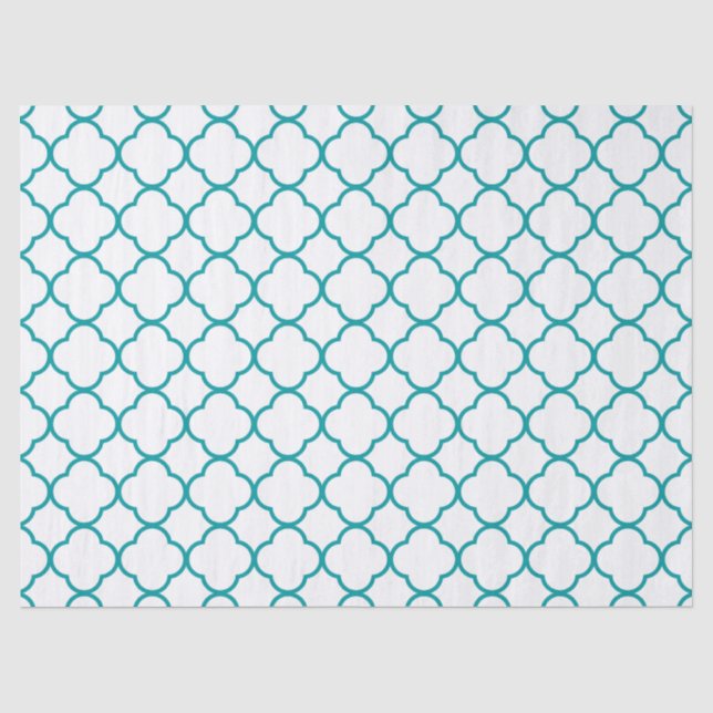 Papier Mousseline Motif de trèfle de Quatrefoil : Teal (Recto)