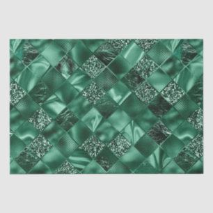Papier Mousseline Motif de treillis de diamant de vert élégant paill