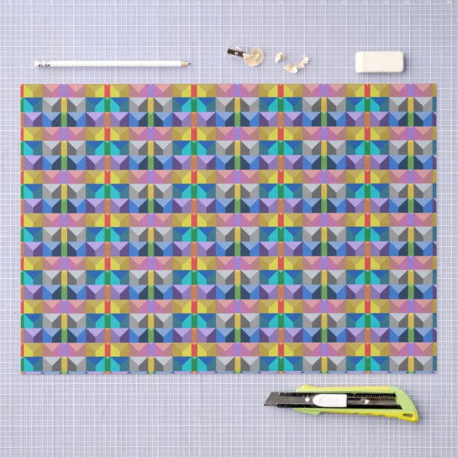 Papier Mousseline Motif de triangle 3D abstrait (Artisanat)