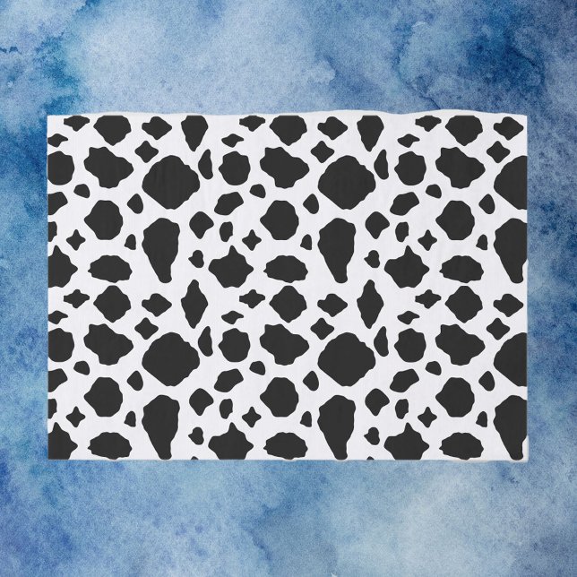 Papier Mousseline Motif de vache noir et blanc (Tissue paper with a black and white cow pattern.)