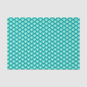 Papier Mousseline Motif de vague d'art déco - nuances de turquoise