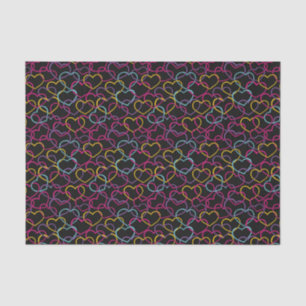 Papier Mousseline Motif de Valentine avec des coeurs de couleur