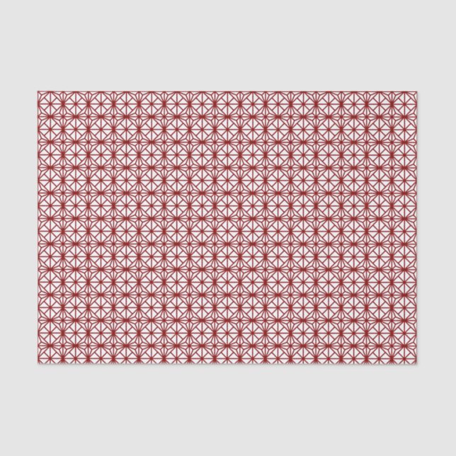 Papier Mousseline Motif de variation Asanoha Rouge Oriental Blanc (Recto)