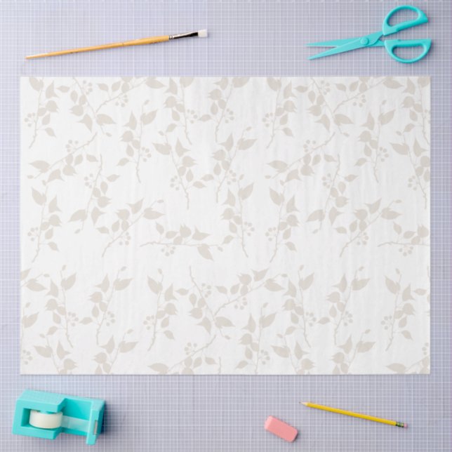 Papier Mousseline Motif décoratif en feuille beige botanique (Artisanat)