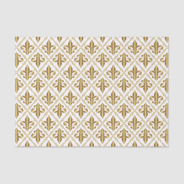 Papier Mousseline Motif décoratif Gold Fleur de Lis (Recto)