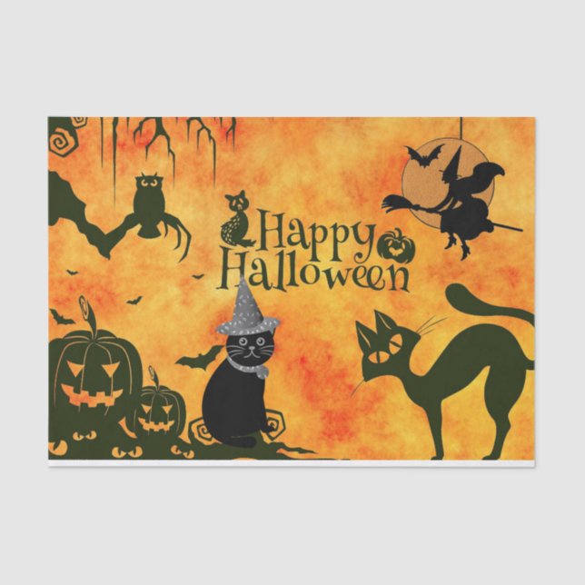 Papier Mousseline Motif découpage Halloween effrayant (Recto)