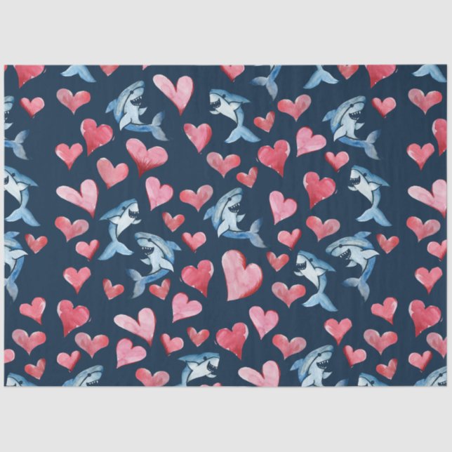 Papier Mousseline Motif des amateurs de requins mignons (Recto)