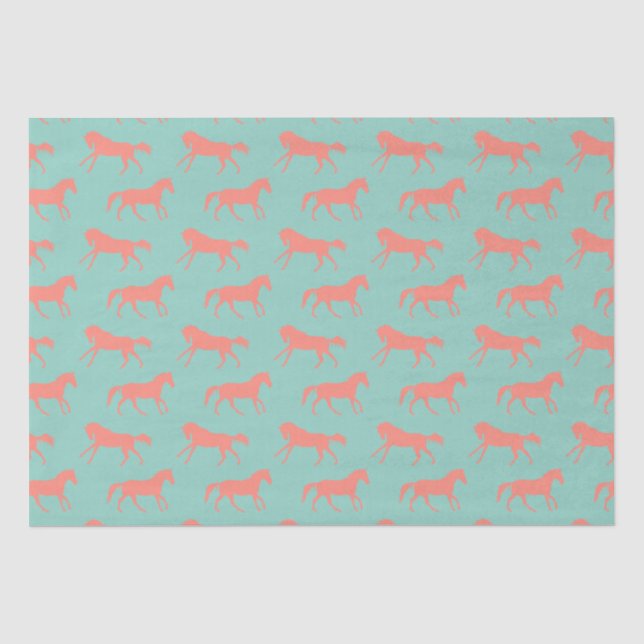 Papier Mousseline Motif des chevaux de Corail et de Mint Galloping (Recto)