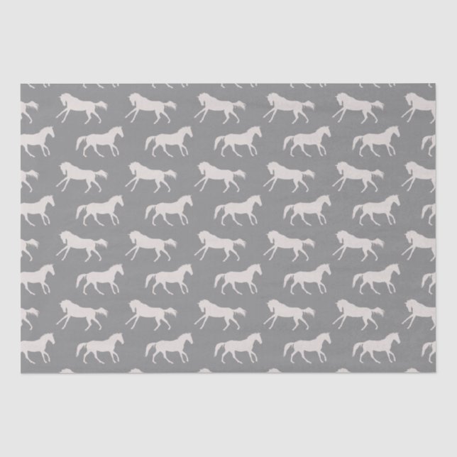 Papier Mousseline Motif des Chevaux de Galloping Gray (Recto)