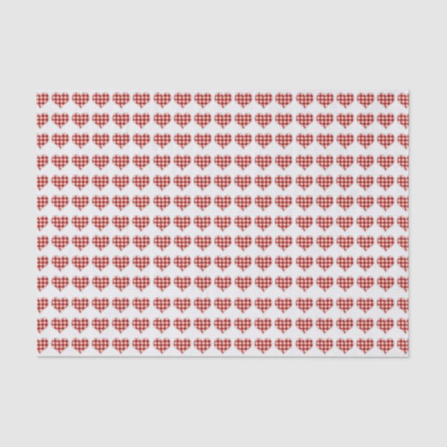 Papier Mousseline Motif des Coeurs rouges plaid (Recto)