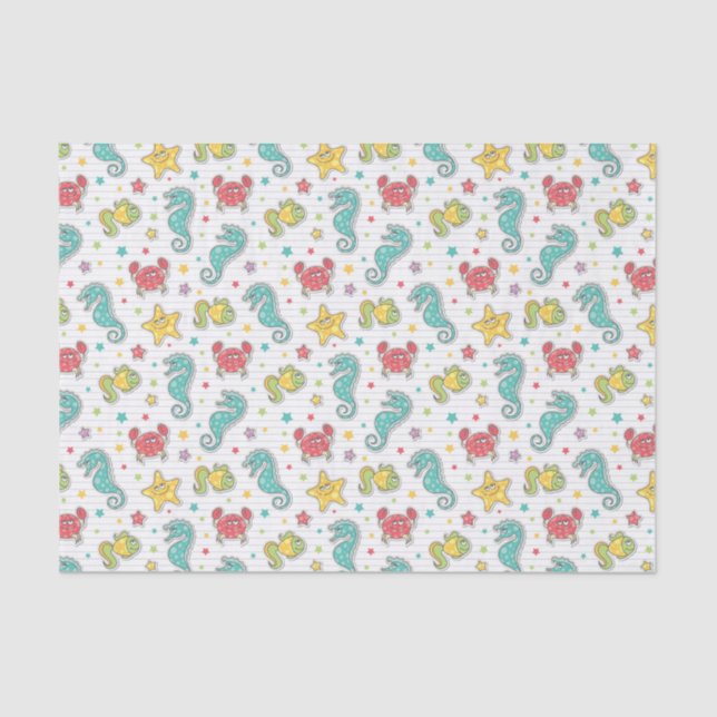 Papier Mousseline motif des créatures de mer (Recto)