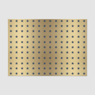 Papier Mousseline Motif des étoiles bleues de la Marine sur l'or mét