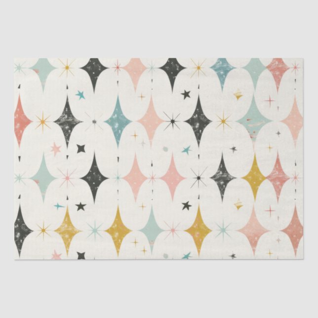 Papier Mousseline Motif des étoiles rétro (Recto)