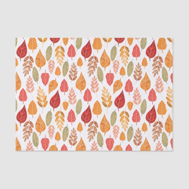 Papier Mousseline Motif des feuilles d'automne peintes (Recto)