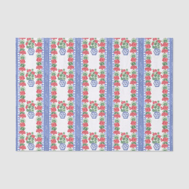 Papier Mousseline Motif des Geraniums rouges (Recto)