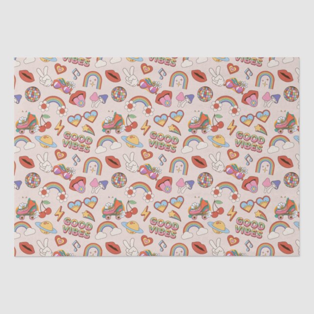 Papier Mousseline Motif des icônes hippie (Recto)