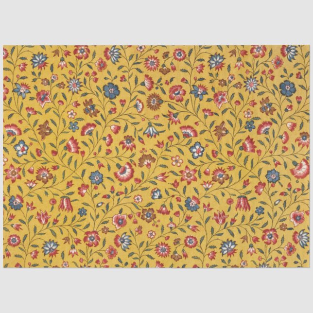 Papier Mousseline Motif des oeillets et autres fleurs textiles (Recto)