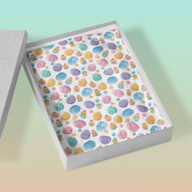 Papier Mousseline Motif des oeufs de Pâques et des poussins | Pastel (Créateur téléchargé)