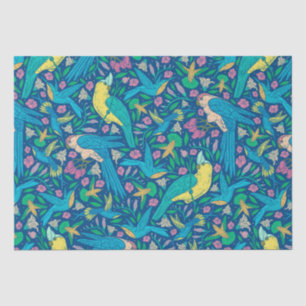 Papier Mousseline Motif des oiseaux et fleurs tropicaux