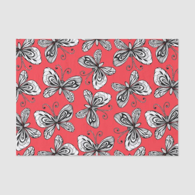 Papier Mousseline Motif des papillons de Doodle (Recto)