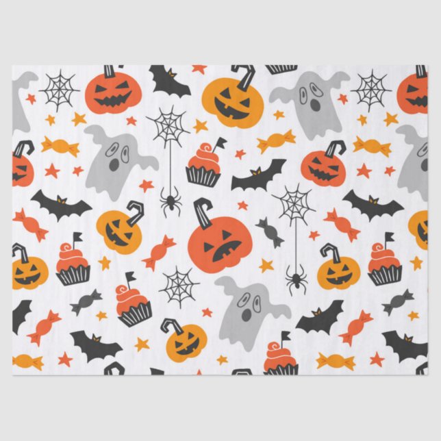 Papier Mousseline Motif des symboles d'Halloween assortis (Recto)