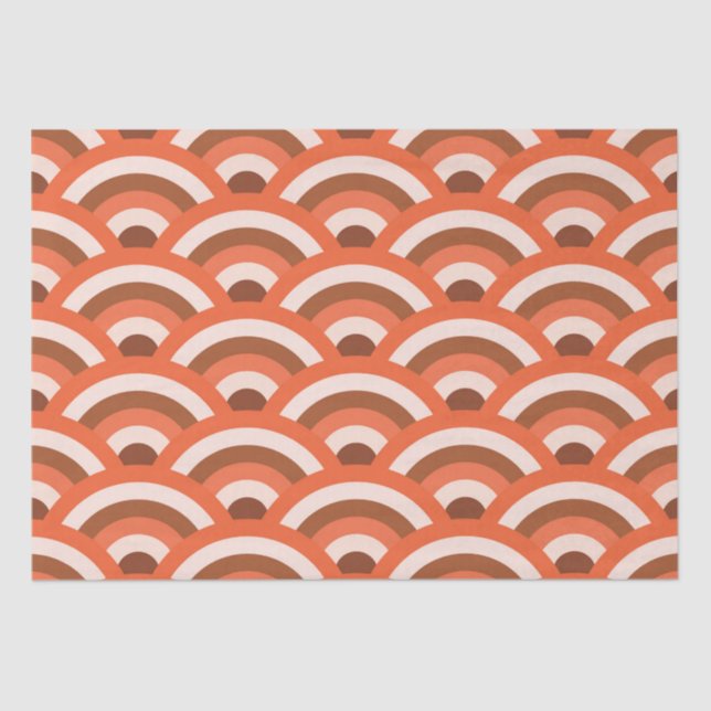 Papier Mousseline Motif des vagues Brown et orange du Japon (Recto)