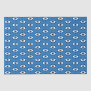 Papier Mousseline Motif des yeux mal grecs bleu noir blanc