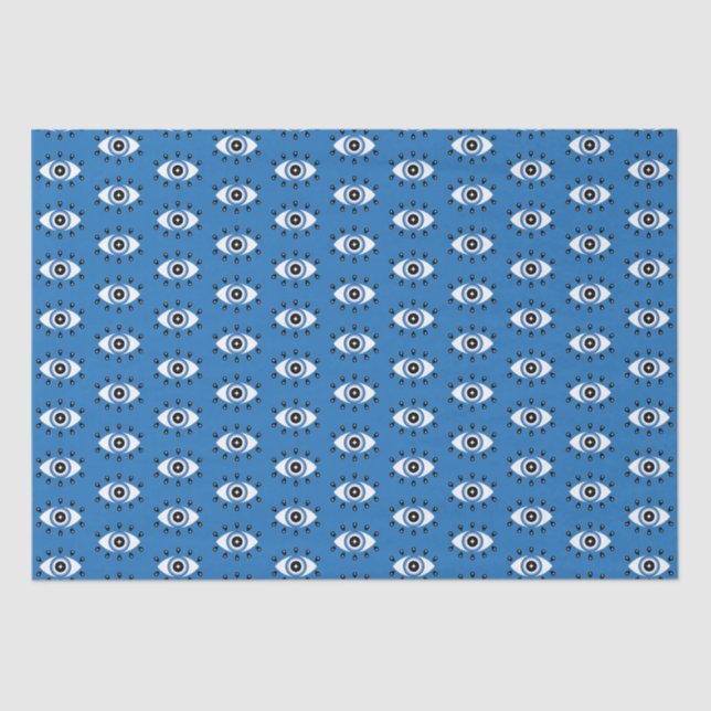 Papier Mousseline Motif des yeux mal grecs bleu noir blanc (Recto)