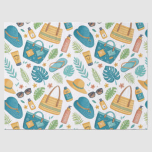 Papier Mousseline Motif d'essentiels de plage d'été (1)