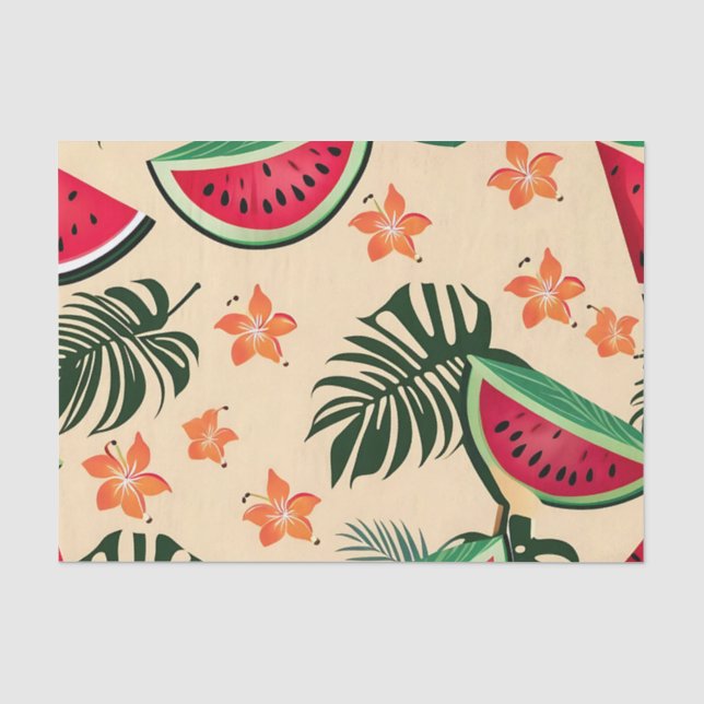 Papier Mousseline Motif d'été de la pastèque tropicale (Recto)