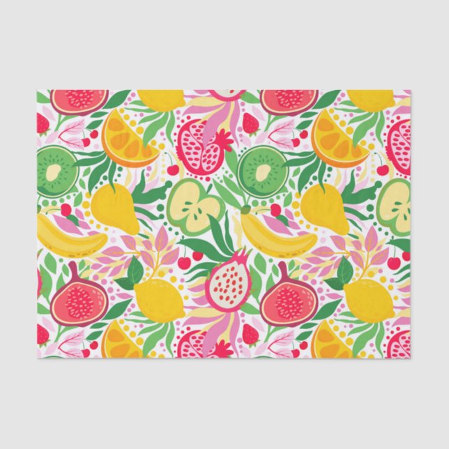Papier Mousseline Motif d'été de l'aquarelle de fruits tropicaux (Recto)