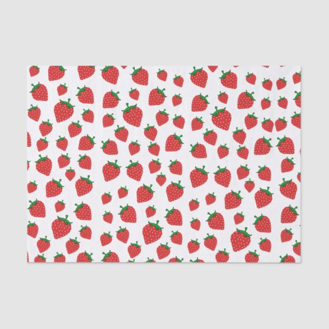 Papier Mousseline Motif d'été fraise (Recto)
