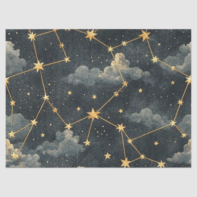 Papier Mousseline Motif d'étoile de constellation céleste (1) (Recto)