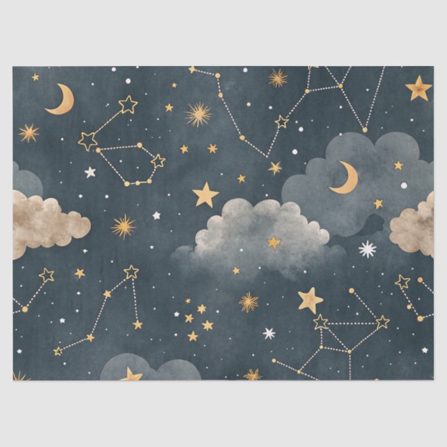 Papier Mousseline Motif d'étoile de constellation céleste (5) (Recto)