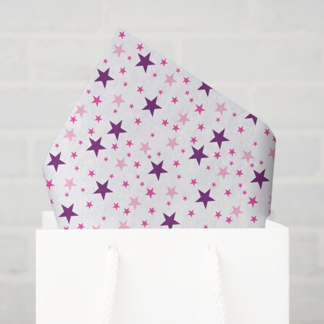 Papier Mousseline Motif d'étoiles blanc (Sac cadeau)