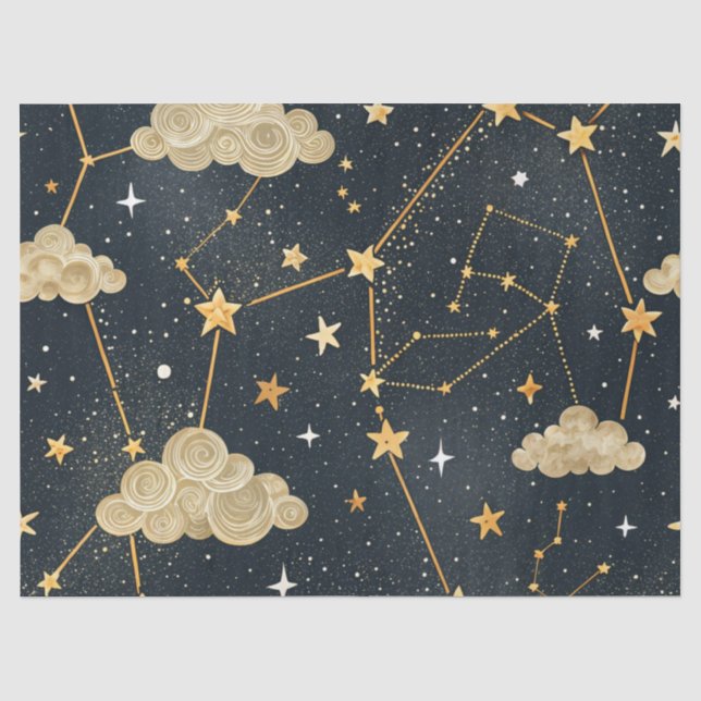 Papier Mousseline Motif d'étoiles de constellation céleste (2) (Recto)