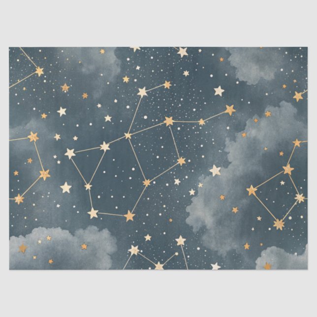 Papier Mousseline Motif d'étoiles de constellation céleste (4) (Recto)