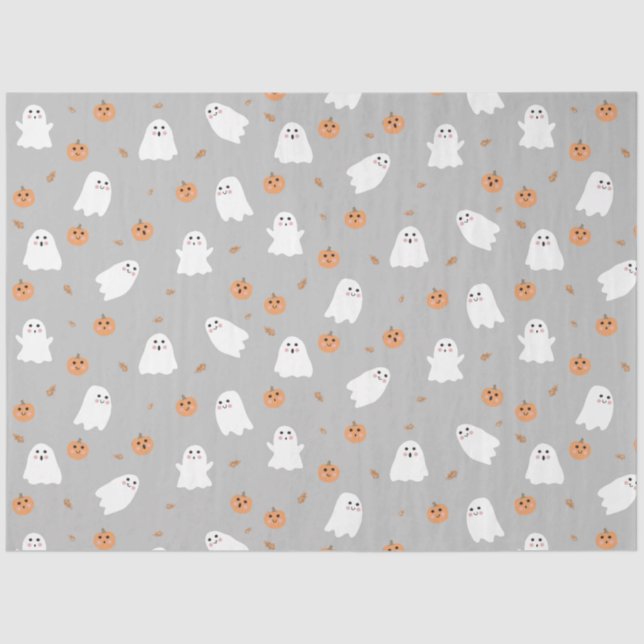 Papier Mousseline Motif d'Halloween gris et gris Citrouille (Recto)