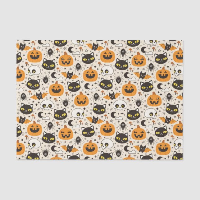 Papier Mousseline Motif d'Halloween rétro (Recto)