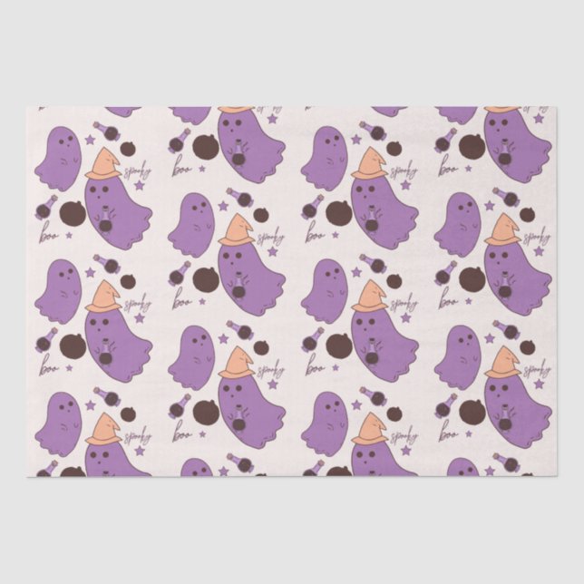 Papier Mousseline Motif d'Halloween Spooky de potion fantôme  (Recto)