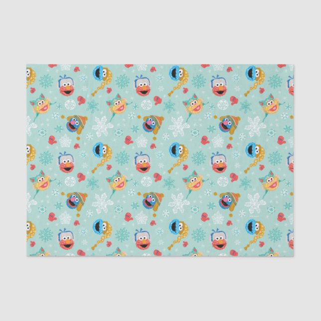 Papier Mousseline Motif d'hiver de la rue Sesame (Recto)