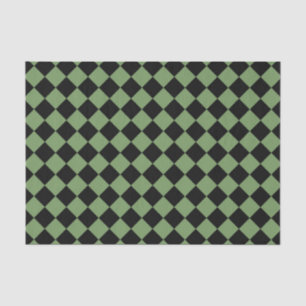 Papier Mousseline Motif diamant de Black Checker vert