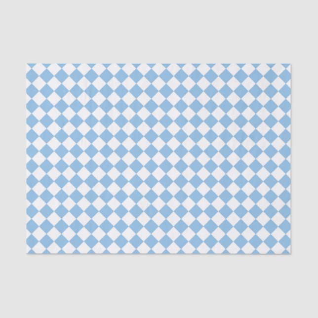 Papier Mousseline Motif diamant de damier bleu et blanc (Recto)