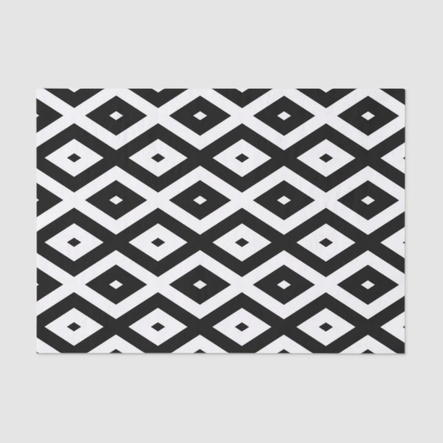 Papier Mousseline Motif diamant noir et blanc (Recto)